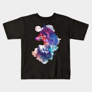 Wolf Shadows in Snow Kids T-Shirt